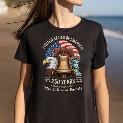 United States Of America Semiquincentennial Patriotic Liberty Bell And Eagle - Personalized Custom Unisex T-shirt, Hoodie - INDE140_BBAS