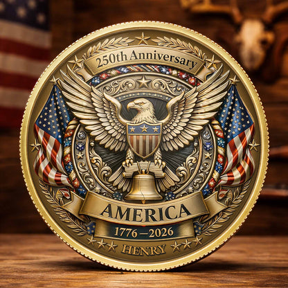 250th Anniversary America Eagle And Liberty Bell Patriotic Design - Custom Commemorative Coin - INDE158_KCOIN