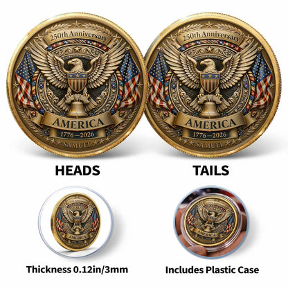 250th Anniversary America Eagle And Liberty Bell Patriotic Design - Custom Commemorative Coin - INDE158_KCOIN