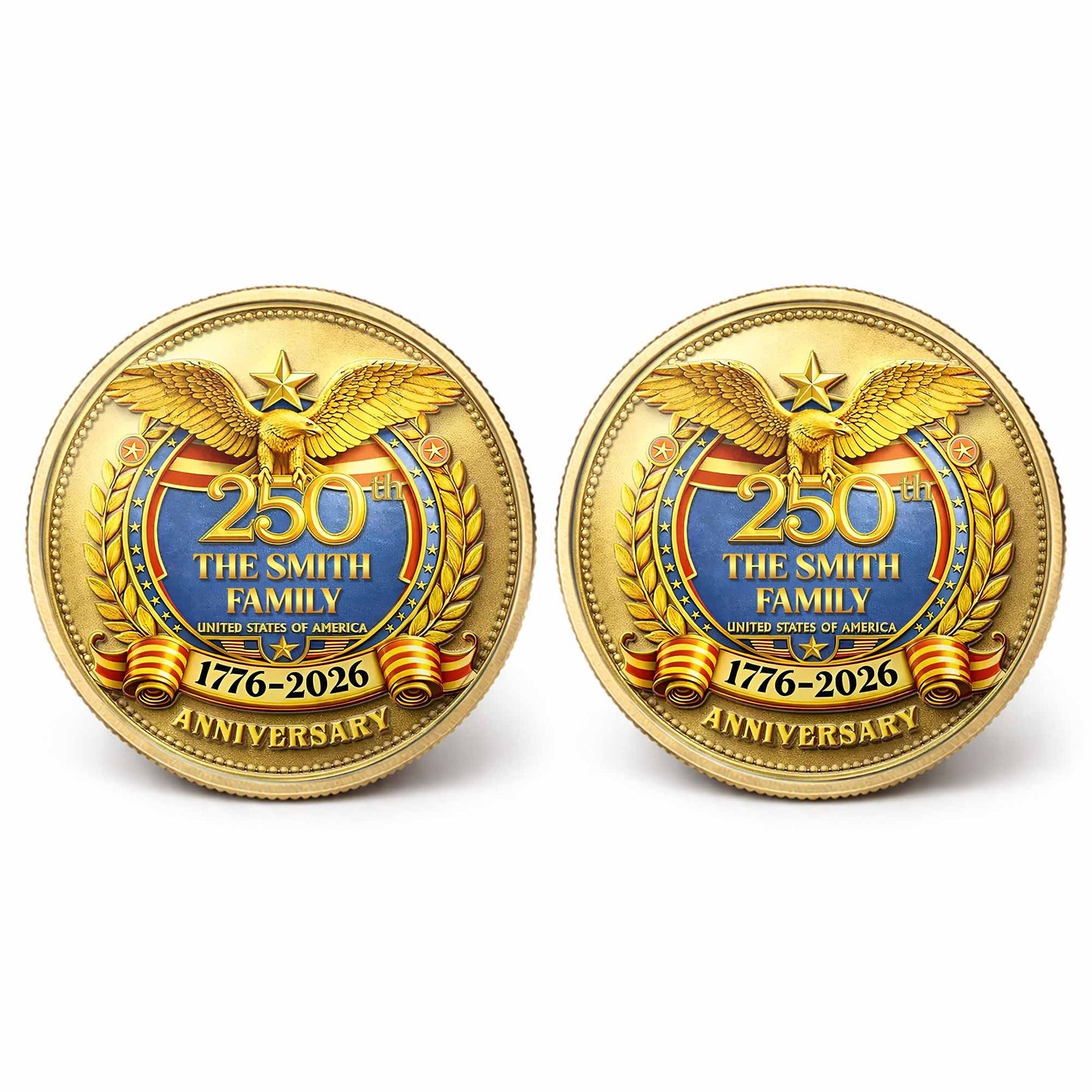 The Family United States Of America Anniversary Eagle Laurel Wreath - Custom Commemorative Coin - INDE167_KCOIN