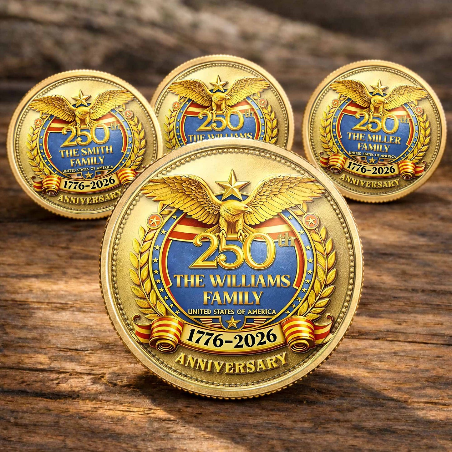 The Family United States Of America Anniversary Eagle Laurel Wreath - Custom Commemorative Coin - INDE167_KCOIN