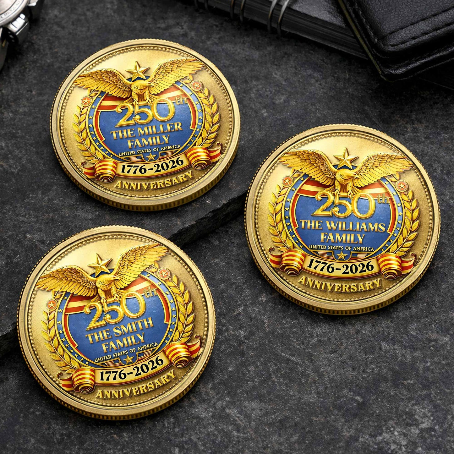 The Family United States Of America Anniversary Eagle Laurel Wreath - Custom Commemorative Coin - INDE167_KCOIN