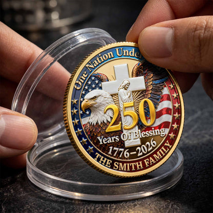 One Nation Under God Years Of Blessing Eagle Cross Family - Custom Commemorative Coin - INDE172_KCOIN