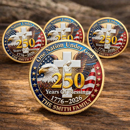 One Nation Under God Years Of Blessing Eagle Cross Family - Custom Commemorative Coin - INDE172_KCOIN