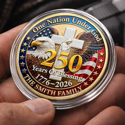 One Nation Under God Years Of Blessing Eagle Cross Family - Custom Commemorative Coin - INDE172_KCOIN