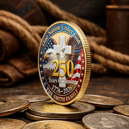 One Nation Under God Years Of Blessing Eagle Cross Family - Custom Commemorative Coin - INDE172_KCOIN