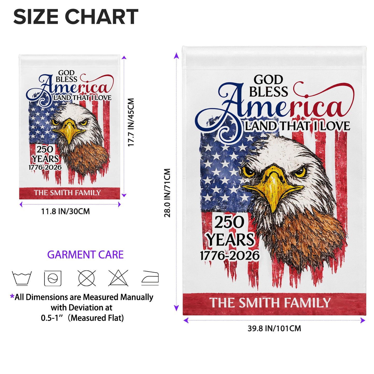 God Bless America Land That I Love Eagle Flag Anniversary Custom Family Name - Personalized Flag - INDE177_GAF