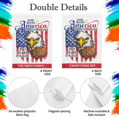 God Bless America Land That I Love Eagle Flag Anniversary Custom Family Name - Personalized Flag - INDE177_GAF