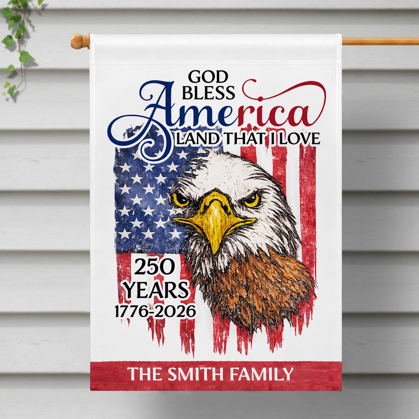 God Bless America Land That I Love Eagle Flag Anniversary Custom Family Name - Personalized Flag - INDE177_GAF