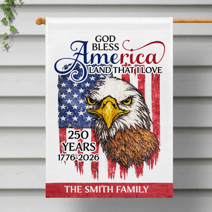 God Bless America Land That I Love Eagle Flag Anniversary Custom Family Name - Personalized Flag - INDE177_GAF