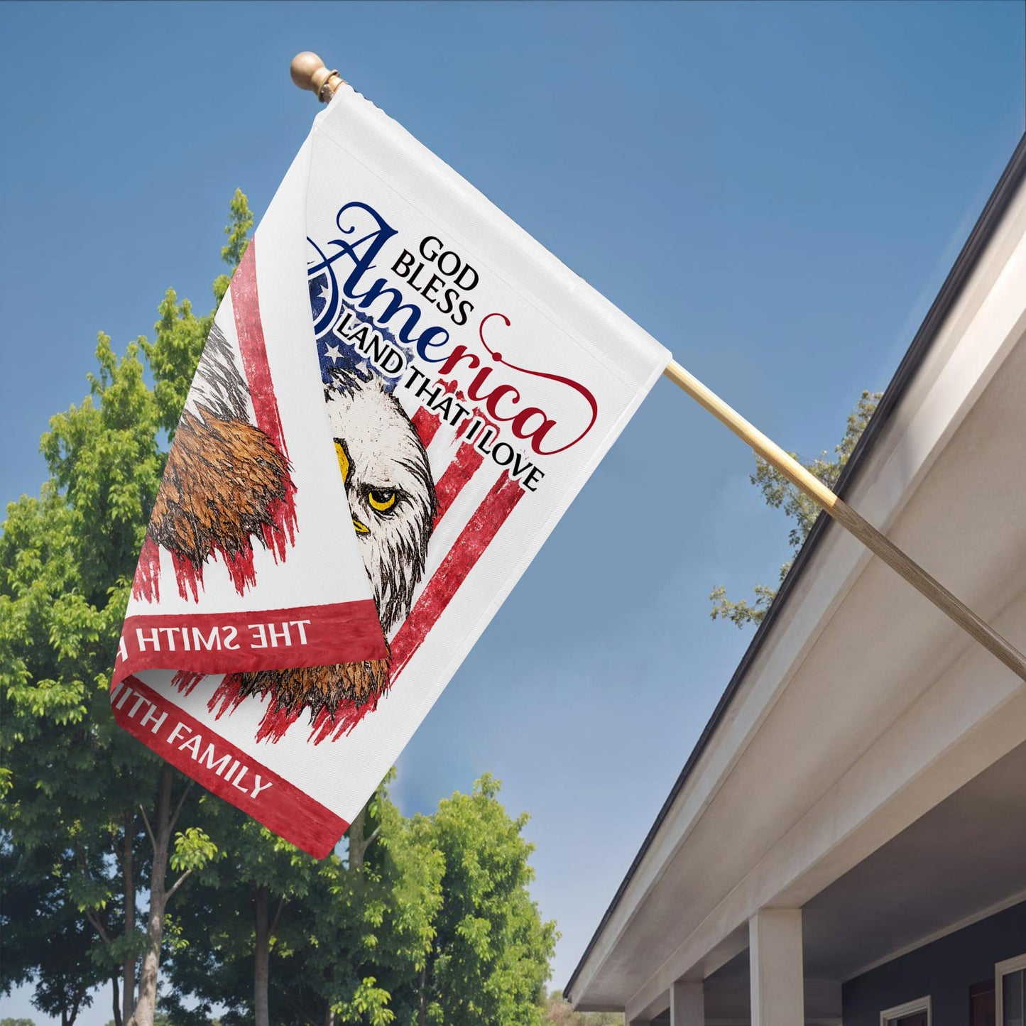 God Bless America Land That I Love Eagle Flag Anniversary Custom Family Name - Personalized Flag - INDE177_GAF