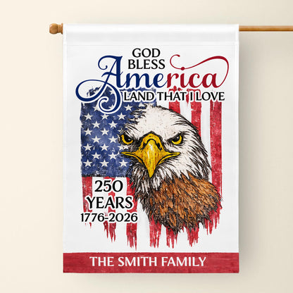 God Bless America Land That I Love Eagle Flag Anniversary Custom Family Name - Personalized Flag - INDE177_GAF