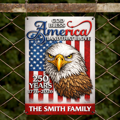 God Bless America Land That I Love Eagle Flag Family - Personalized Metal Sign - INDE182_MSIGN