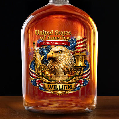 United States Of America Anniversary Eagle And Liberty Bell Patriotic Design - Personalized Whiskey Bottle - INDE188_WHIBA