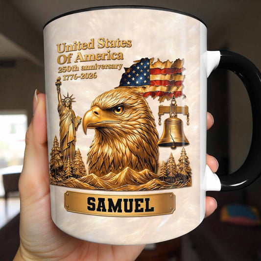 United States Of America 250th Anniversary Eagle And Liberty Bell - Personalized Custom Accent Mug - INDE233_AMUG