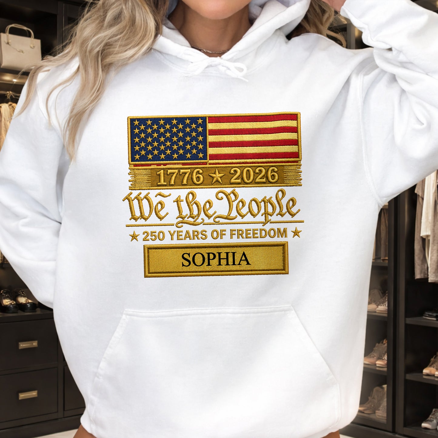 We The People Years Of Freedom American Flag Patriotic Design - Personalized Custom Unisex T-shirt, Hoodie - INDE257_WBAS