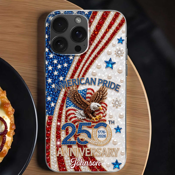 American Pride Anniversary Bald Eagle And Flag Jewelry Design - Personalized Clear Phone Case - INDE270_PHC