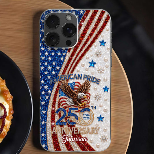 American Pride Anniversary Bald Eagle And Flag Jewelry Design - Personalized Clear Phone Case - INDE270_PHC