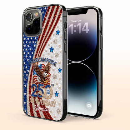 American Pride Anniversary Bald Eagle And Flag Jewelry Design - Personalized Clear Phone Case - INDE270_PHC