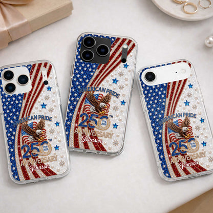 American Pride Anniversary Bald Eagle And Flag Jewelry Design - Personalized Clear Phone Case - INDE270_PHC