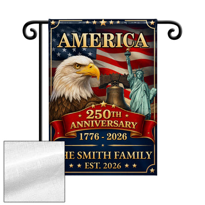 America Anniversary Custom Family Name Eagle Flag - Personalized Flag - INDE330_GAF