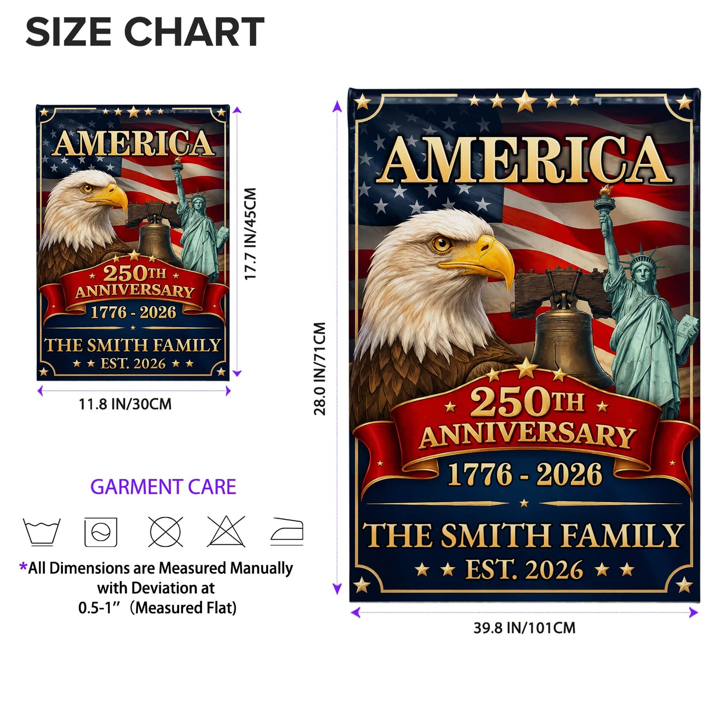 America Anniversary Custom Family Name Eagle Flag - Personalized Flag - INDE330_GAF