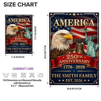 America Anniversary Custom Family Name Eagle Flag - Personalized Flag - INDE330_GAF