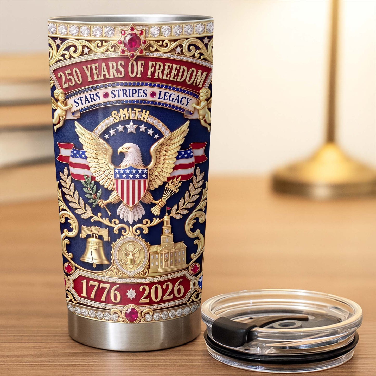Years Of Freedom Stars Stripes Legacy Eagle And Liberty Bell - Personalized Custom Stainless Steel Tumbler 20oz 30oz - INDE356_TB