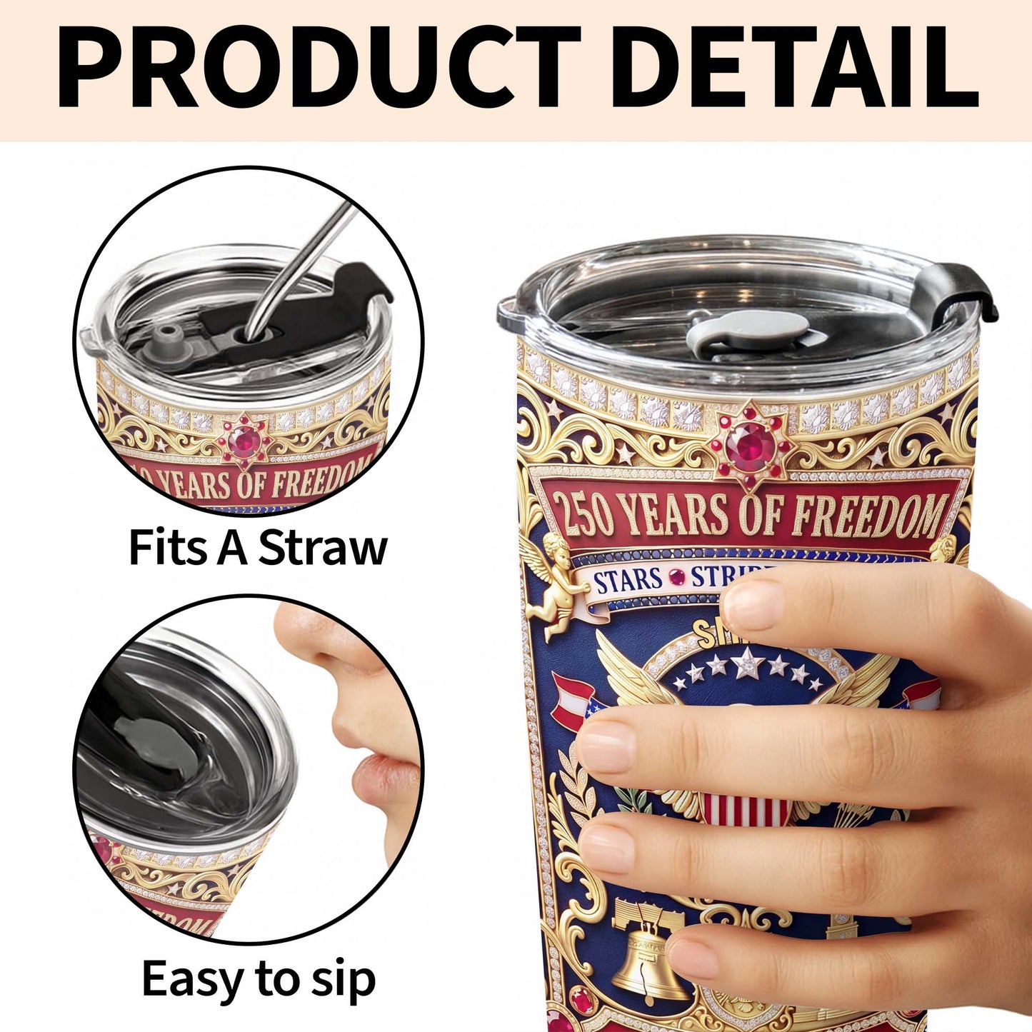 Years Of Freedom Stars Stripes Legacy Eagle And Liberty Bell - Personalized Custom Stainless Steel Tumbler 20oz 30oz - INDE356_TB