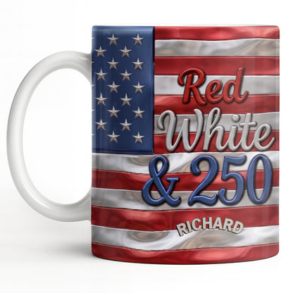 Red White And 250 USA Flag Patriotic Design - Personalized Custom Coffee Mug - INDE367_MG