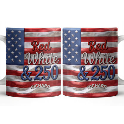 Red White And 250 USA Flag Patriotic Design - Personalized Custom Coffee Mug - INDE367_MG
