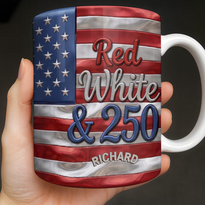 Red White And 250 USA Flag Patriotic Design - Personalized Custom Coffee Mug - INDE367_MG