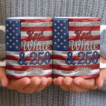 Red White And 250 USA Flag Patriotic Design - Personalized Custom Coffee Mug - INDE367_MG