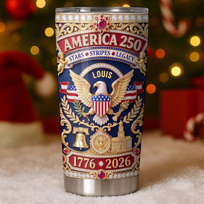America Stars Stripes Legacy Eagle And Liberty Bell 3D Rhinestone Style - Personalized Custom Stainless Steel Tumbler 20oz - INDE370_USTUM