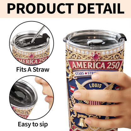 America Stars Stripes Legacy Eagle And Liberty Bell 3D Rhinestone Style - Personalized Custom Stainless Steel Tumbler 20oz - INDE370_USTUM
