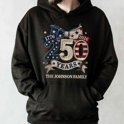 Years Of Independence Custom Family Name Stars And Stripes Bow - Personalized Custom Unisex T-shirt, Hoodie - INDE402_BBAS