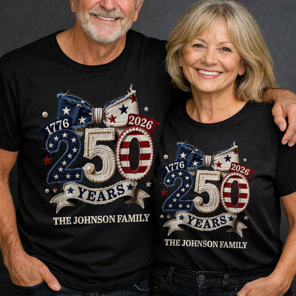 Years Of Independence Custom Family Name Stars And Stripes Bow - Personalized Custom Unisex T-shirt, Hoodie - INDE402_BBAS