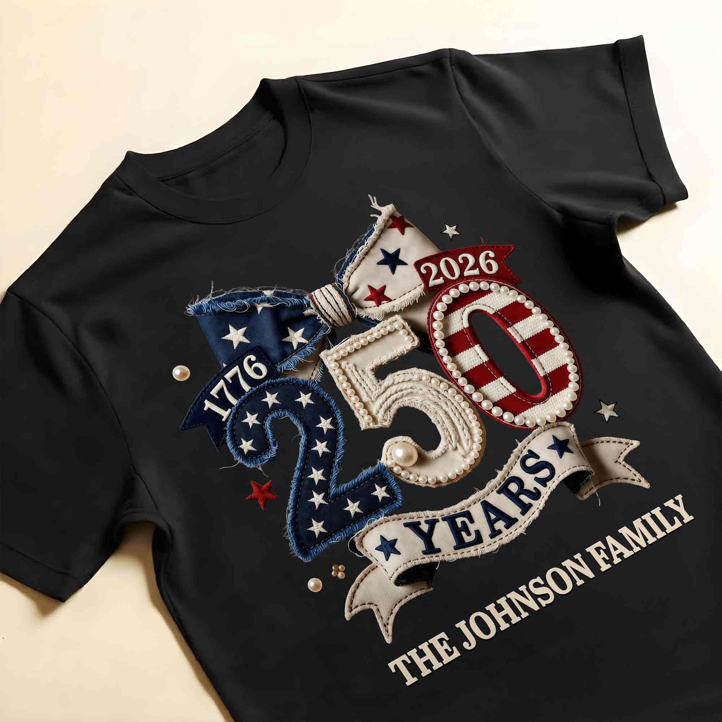 Years Of Independence Custom Family Name Stars And Stripes Bow - Personalized Custom Unisex T-shirt, Hoodie - INDE402_BBAS