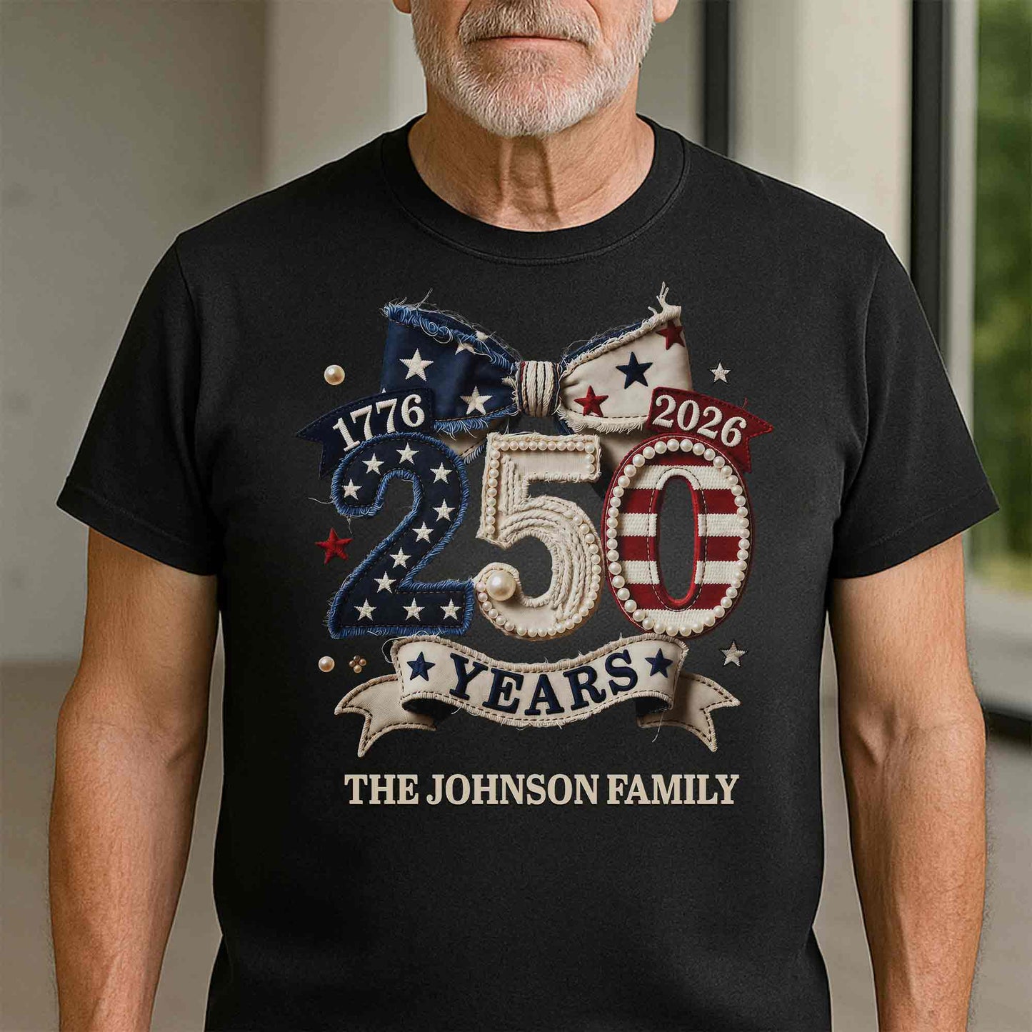 Years Of Independence Custom Family Name Stars And Stripes Bow - Personalized Custom Unisex T-shirt, Hoodie - INDE402_BBAS