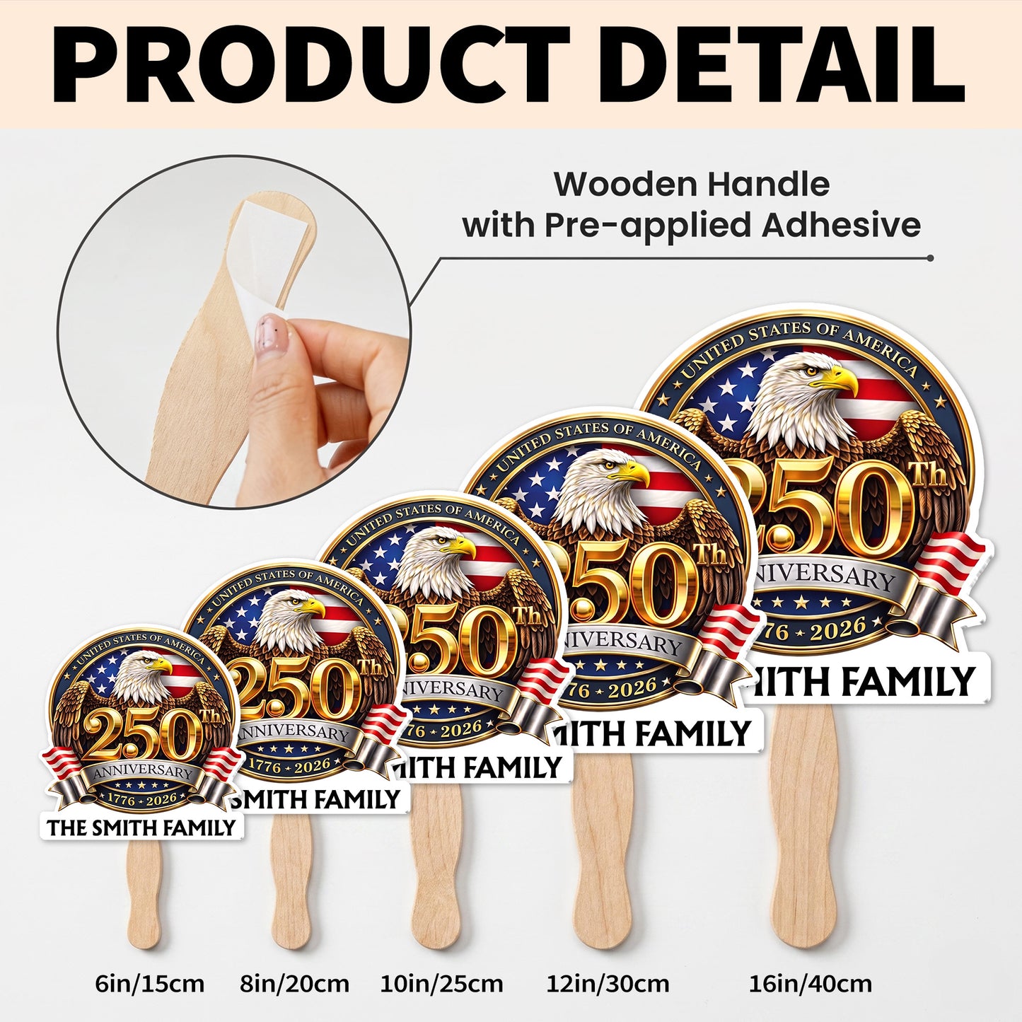 United States Of America Anniversary Our Family Eagle Flag - Personalized Custom Hand Fan - INDE441_HFAN