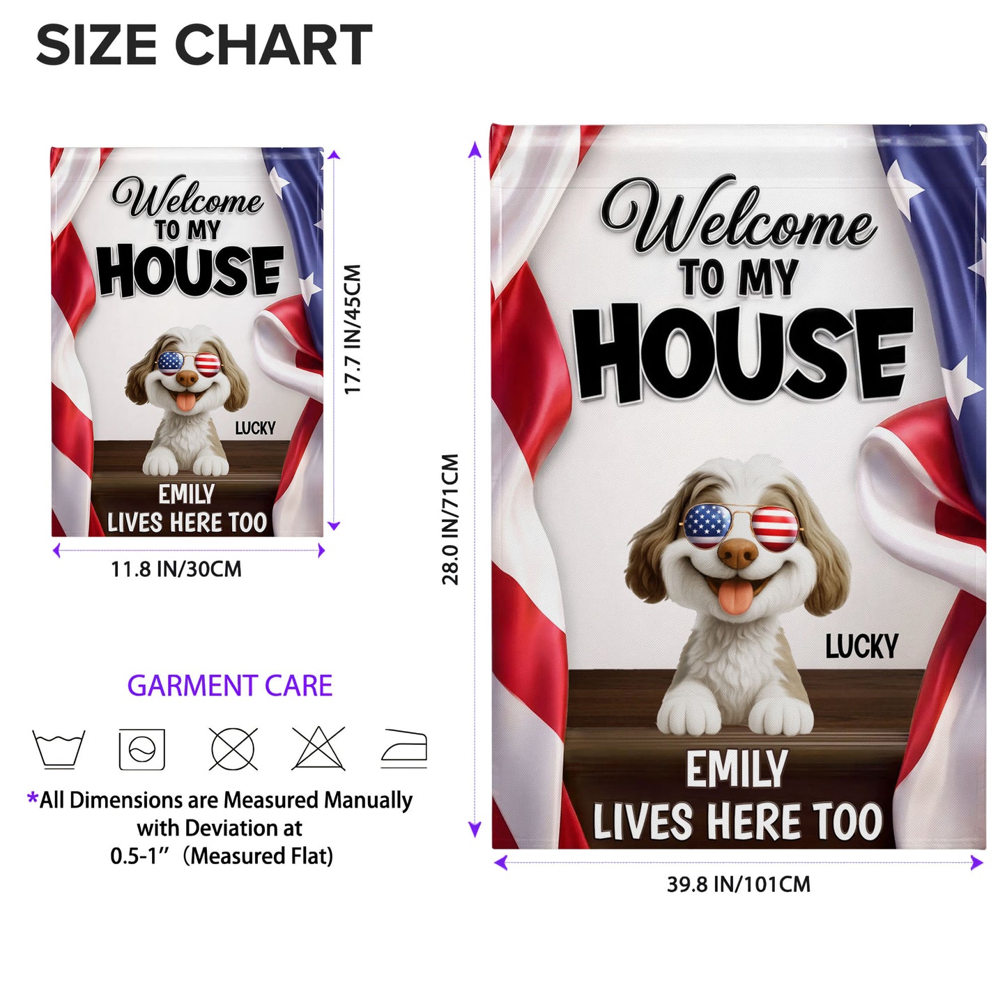 Welcome To My House Dog Lives Here Too Patriotic American Flag - Personalized Flag - INDE492_GAF