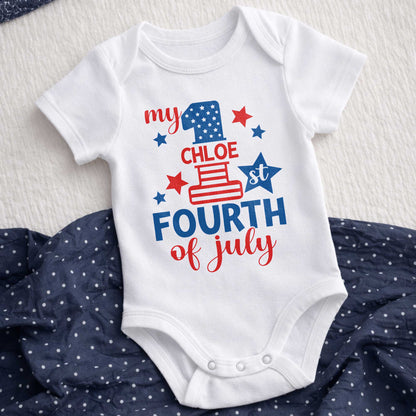 My 1st Fourth Of July Patriotic Stars And Stripes - Personalized Custom Baby Onesie - INDE543_ONES