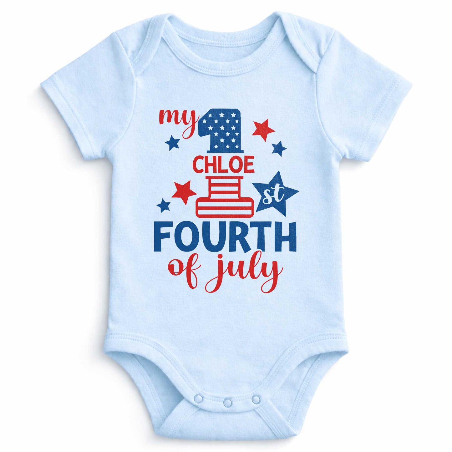 My 1st Fourth Of July Patriotic Stars And Stripes - Personalized Custom Baby Onesie - INDE543_ONES