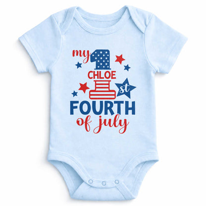 My 1st Fourth Of July Patriotic Stars And Stripes - Personalized Custom Baby Onesie - INDE543_ONES