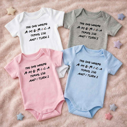 The One Where America Turns And I Turn 1st Birthday Text Design - Personalized Custom Baby Onesie - INDE588_ONES