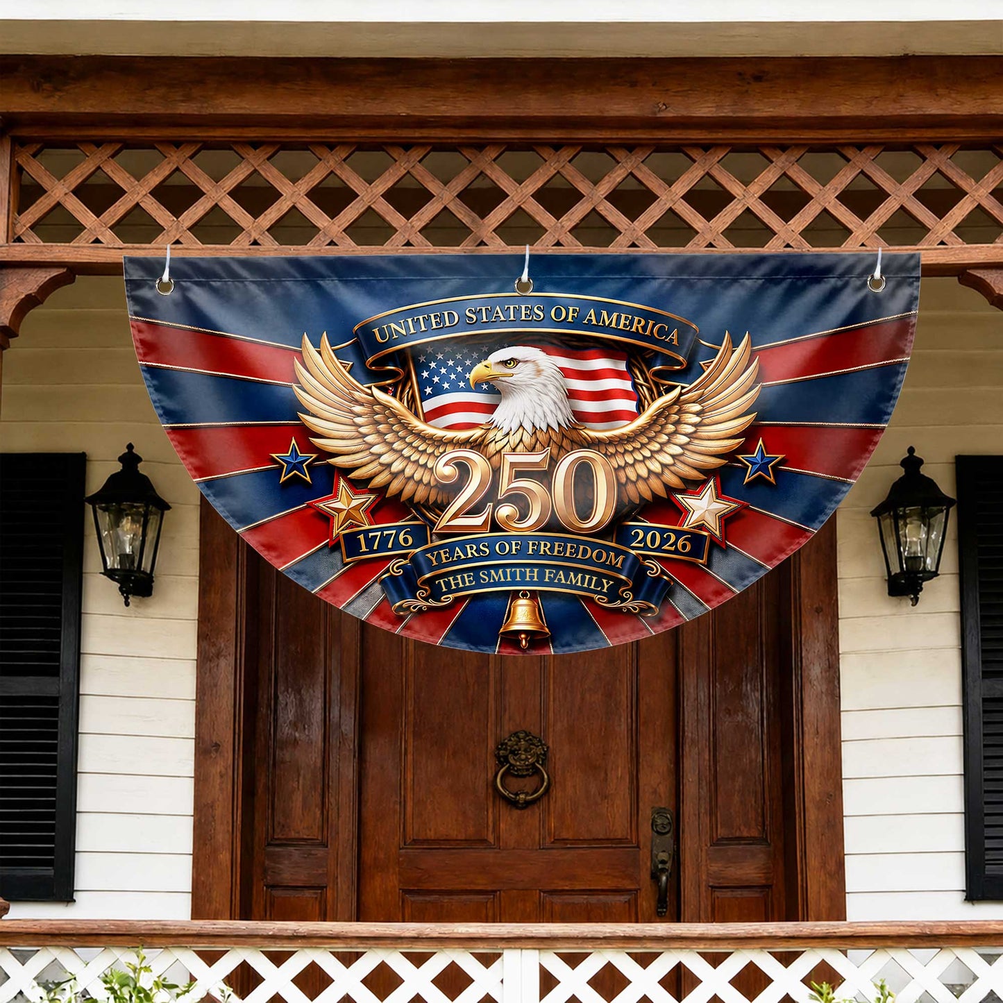 United States Of America Years Of Freedom Our Family Eagle Stars - Personalized Non-Pleated Fan Flag - INDE632_NOPFAF