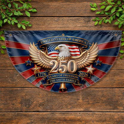 United States Of America Years Of Freedom Our Family Eagle Stars - Personalized Non-Pleated Fan Flag - INDE632_NOPFAF