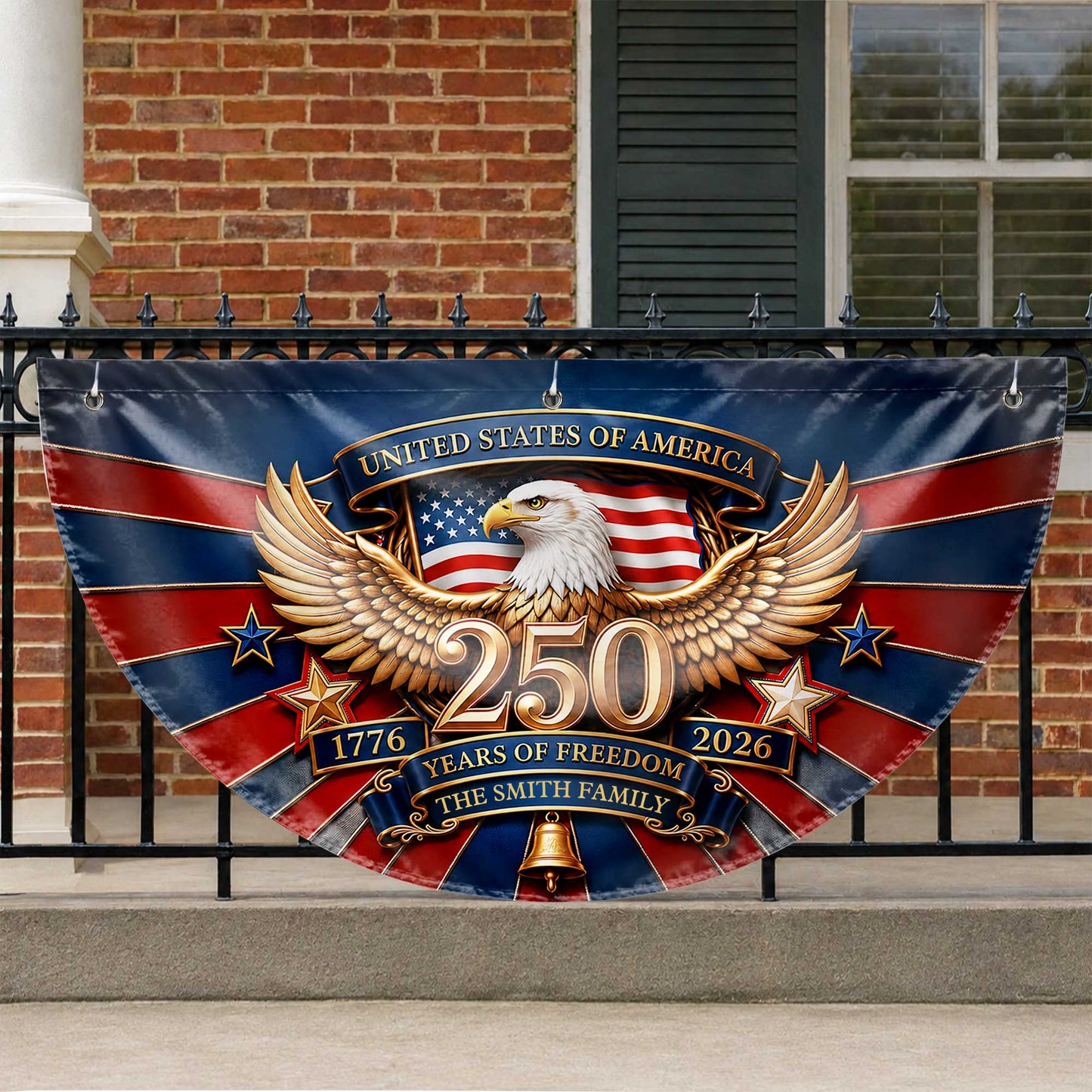 United States Of America Years Of Freedom Our Family Eagle Stars - Personalized Non-Pleated Fan Flag - INDE632_NOPFAF
