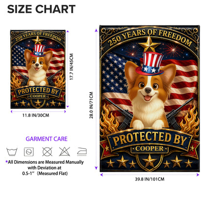 250 Years Of Freedom Protected By Custom Dog And USA Flag - Personalized Flag - INDE647_GAF