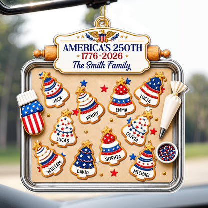 America 250 Our Family Christmas Tree Cookies On Baking Tray - Personalized Custom Acrylic Ornament, Christmas Gift - INDE702_ACO